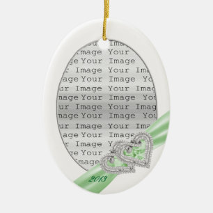 Anpassningsbar Hearts Lime Ribbon Ornament