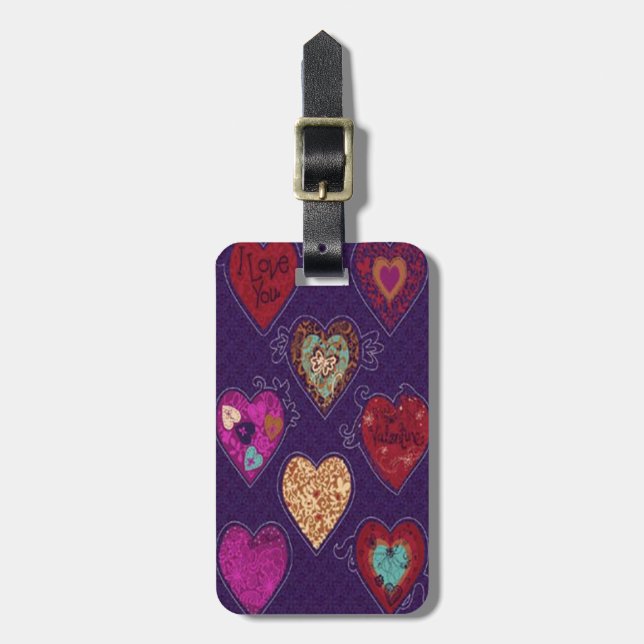 Anpassningsbar Hearts Luggage Tag Bagagebricka (Vertikal Framsida)