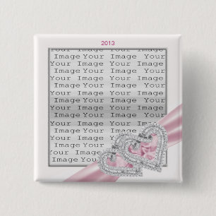 Anpassningsbar Hearts Pastel Rosa Ribbon-knapp Knapp