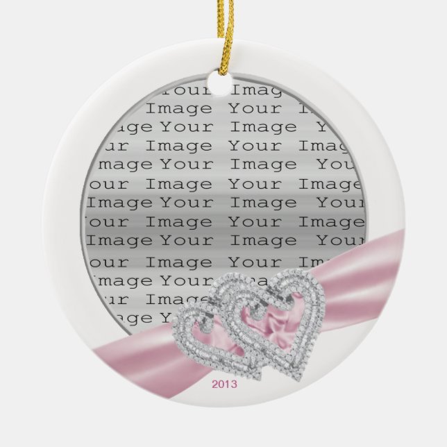 Anpassningsbar Hearts Pastel Rosa Ribbon Ornament (Framsidan)