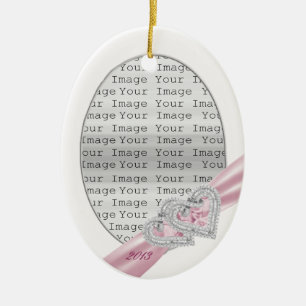 Anpassningsbar Hearts Pastel Rosa Ribbon Ornament