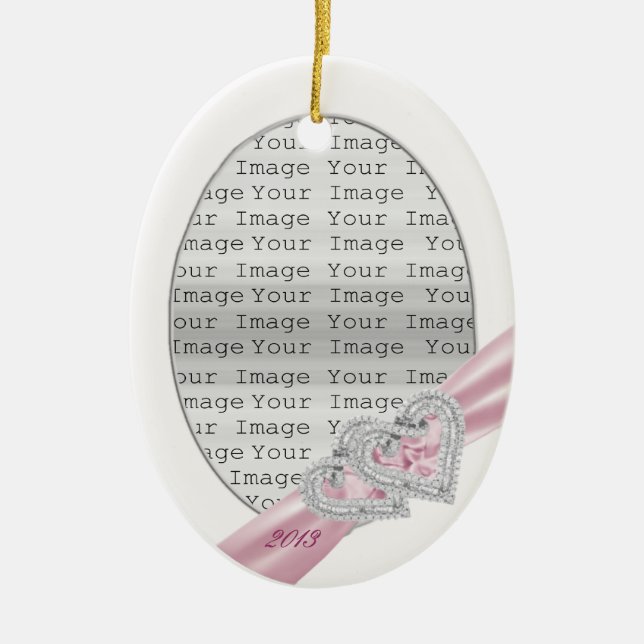 Anpassningsbar Hearts Pastel Rosa Ribbon Ornament (Framsidan)