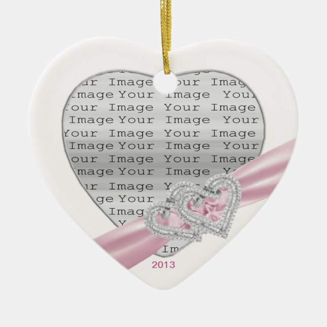 Anpassningsbar Hearts Pastel Rosa Ribbon Ornament (Framsidan)