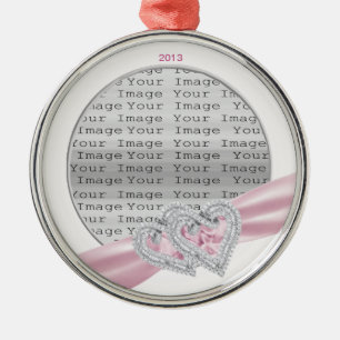 Anpassningsbar Hearts Pastel Rosa Ribbon Ornament