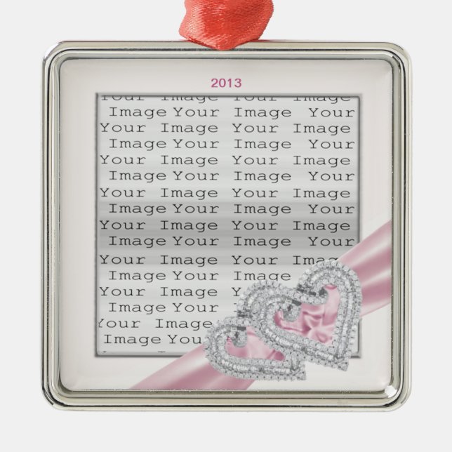 Anpassningsbar Hearts Pastel Rosa Ribbon Ornament (Framsidan)