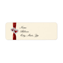 Anpassningsbar Hearts Red Ribbon-Adressetiketter Returadress Etikett