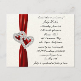 Anpassningsbar Hearts Red Ribbon Inbjudningskort f