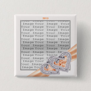 Anpassningsbar Hearts Tangerine Ribbon-knapp Knapp