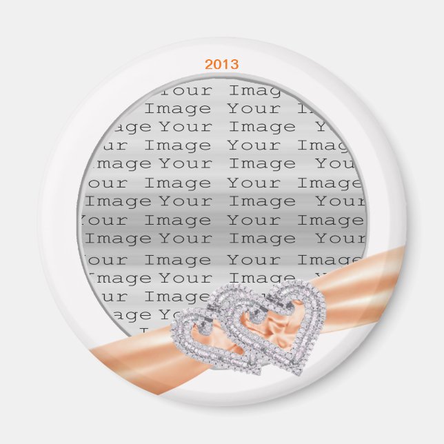 Anpassningsbar Hearts Tangerine Ribbon Magnet (Framsidan)