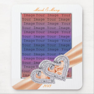 Anpassningsbar Hearts Tangerine Ribbon Mouse Pad Musmatta