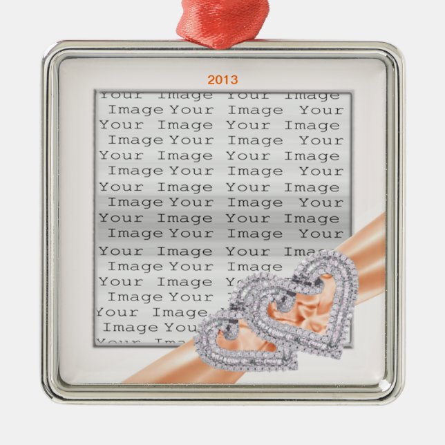 Anpassningsbar Hearts Tangerine Ribbon Ornament (Framsidan)