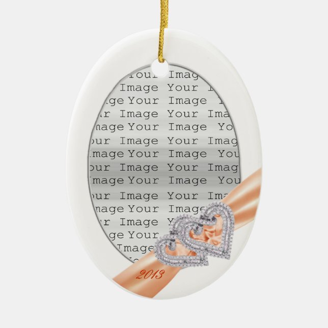 Anpassningsbar Hearts Tangerine Ribbon Ornament (Framsidan)