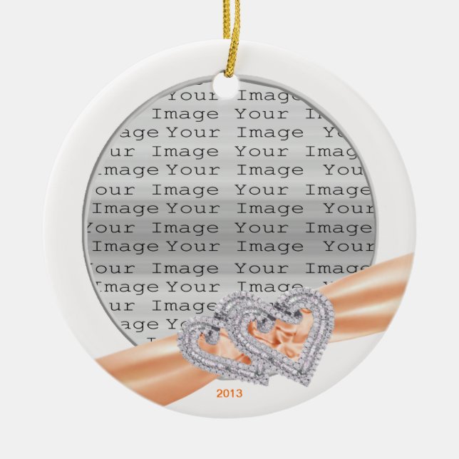 Anpassningsbar Hearts Tangerine Ribbon Ornament (Framsidan)