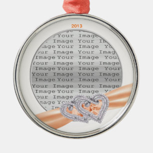 Anpassningsbar Hearts Tangerine Ribbon Ornament