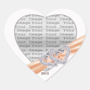Anpassningsbar Hearts Tangerine Ribbon Stickers Hjärtformat Klistermärke
