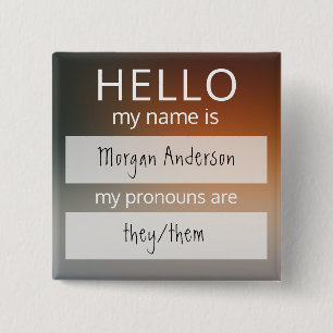 Anpassningsbar HEJ min Namn Pronouns är ett märk Knapp