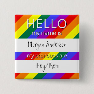 Anpassningsbar HEJ min Namn Pronouns är ett märk Knapp