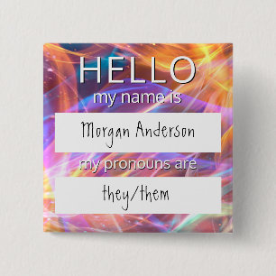 Anpassningsbar HEJ min Namn Pronouns är ett märk Knapp
