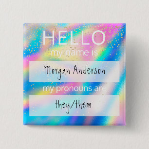 Anpassningsbar HEJ min Namn Pronouns är ett märk Knapp
