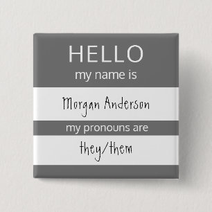 Anpassningsbar HEJ min Namn Pronouns är ett märk Knapp