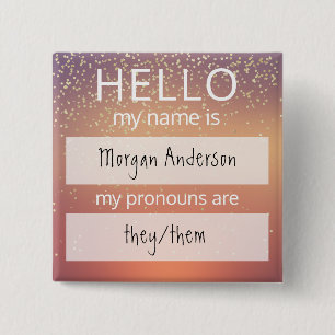 Anpassningsbar HEJ min Namn Pronouns är ett märk Knapp