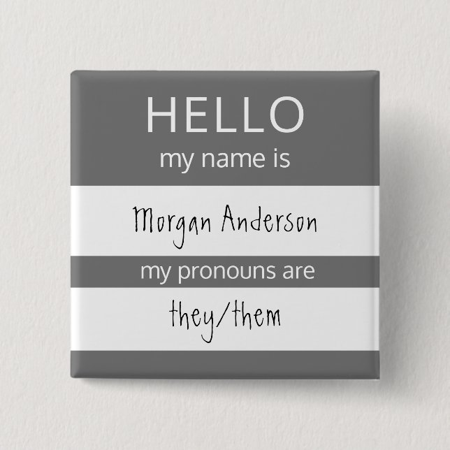 Anpassningsbar HEJ min Namn Pronouns är ett märke Knapp (Framsida)
