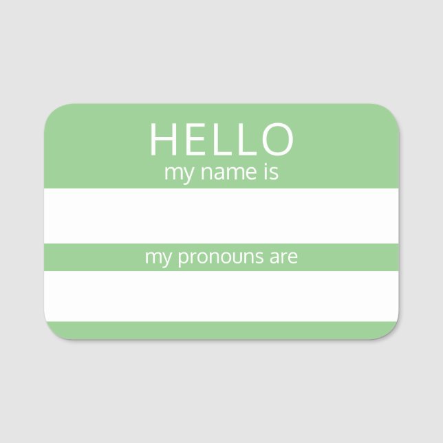 Anpassningsbar HEJ min Namn Pronouns är ett märke Namnbricka (Framsida)