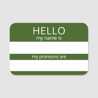 Anpassningsbar HEJ min Namn Pronouns är ett märke Namnbricka