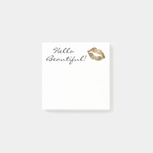 anpassningsbar, hej vacker! Med guld kyss! Post-it Block
