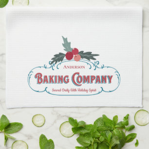 Anpassningsbar Helgdag Baking Kitchen Family Monog Kökshandduk