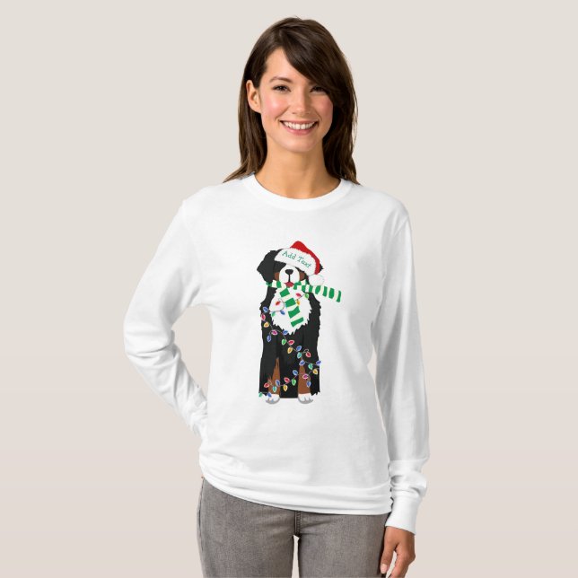 Anpassningsbar Helgdag Bernese Mountain-Hund Tee Shirt (Hel framsida)