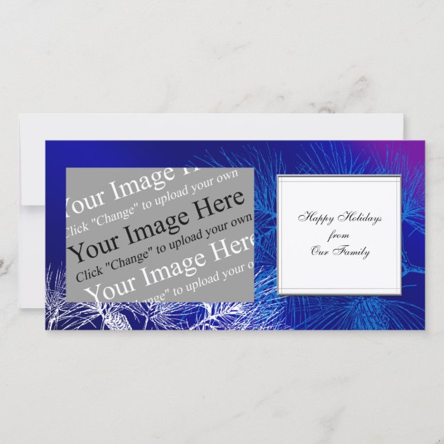 Anpassningsbar Helgdag Blue and White Winter Gräs Julkort (Framsida)