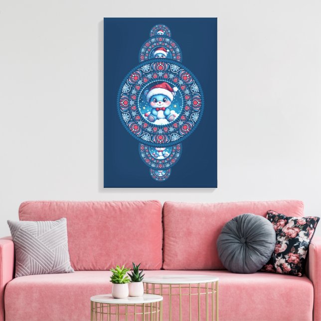 Anpassningsbar Helgdag Kawaii Bear Ornamental Mand Canvastryck (Insitu (Vardagsrum))
