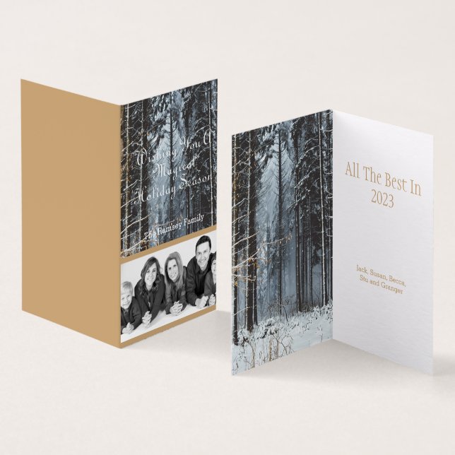 Anpassningsbar Helgdag Photo Winter Scene Kort (In- och utsida)