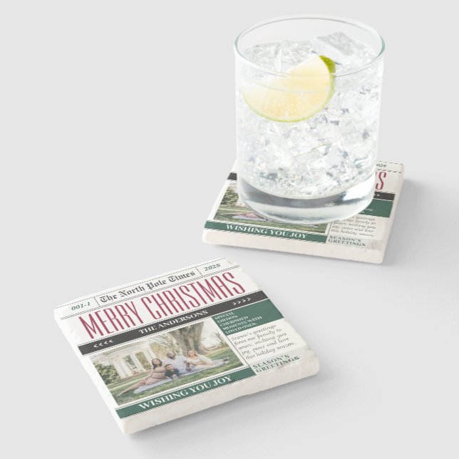Anpassningsbar Helgdag Times Newspaper jul Photo Stenunderlägg (Sidan)