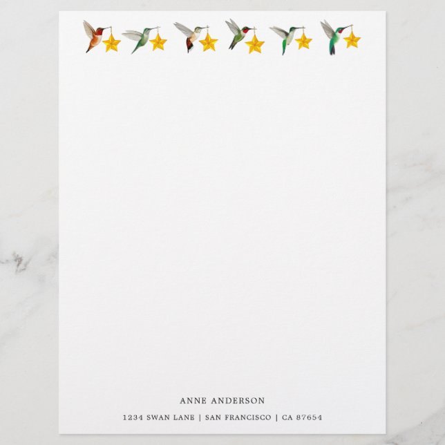 Anpassningsbar Helgdagar Hummingbird Stationery Brevhuvud (Framsida)
