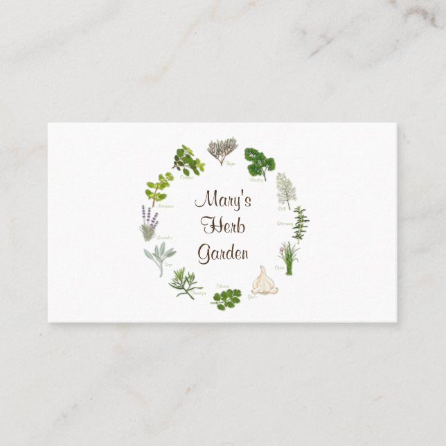 Anpassningsbar Herb Garden Affärskort Visitkort (Framsida)