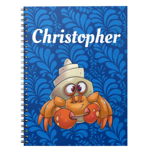 Anpassningsbar Hermit Crab Notebook Blue Anteckningsbok (Framsidan)