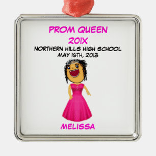 Anpassningsbar High School Prom Queen Tecknad Julgransprydnad Metall