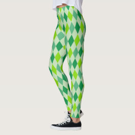 Anpassningsbar High Waisted Diamonds Mönster Grönt Leggings