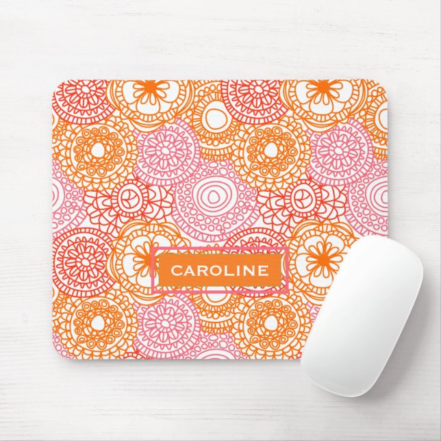 Anpassningsbar Hip Roligt Lycklig, sommarBlommönst Musmatta (Med mus)