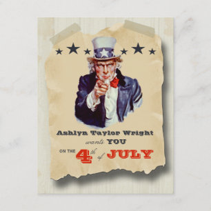 Anpassningsbar Hipster 4 juli Firande Inbjudan