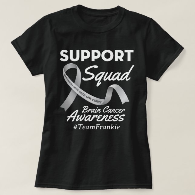 Anpassningsbar Hjärncancer stöd fyrkant för krigar T Shirt (Design framsida)