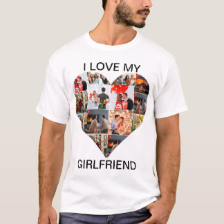 Anpassningsbar hjärta 16 fotokollage I kärlek min T Shirt