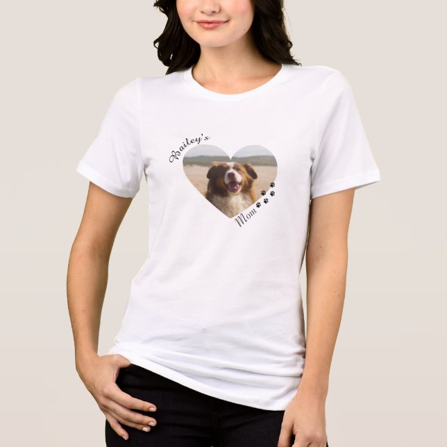 Anpassningsbar hjärtformad fotomal för husdjursmam t shirt (Framsida)
