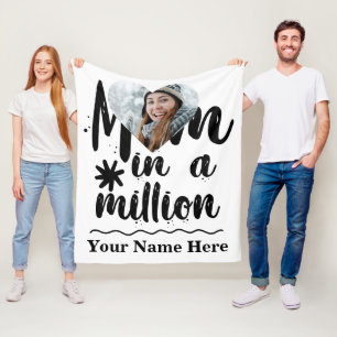 Anpassningsbar hjärtfoto mamma i en miljon typogra fleecefilt