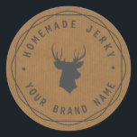 Anpassningsbar Hjort Head Stag Homemade Jerky-etik Runt Klistermärke<br><div class="desc">Vackra Kraft-etiketter inte bara för dina hemgjorda, underbara, rustiska märkre för helgdag ge, värdinna-gåvor, party favors etc. Anpassa den med din egen text! **Om du vill ändra texten användor du alternativet Anpassa. Om du vill ha mer omfattande textändringar, t.ex. ändringar av teckensnitt, teckensnitt färg eller storlek text och layout, väljer...</div>