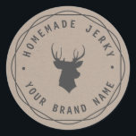 Anpassningsbar Hjort Head Stag Homemade Jerky-etik Runt Klistermärke<br><div class="desc">Vackra Kraft-etiketter inte bara för dina hemgjorda, underbara, rustiska märkre för helgdag ge, värdinna-gåvor, party favors etc. Anpassa den med din egen text! **Om du vill ändra texten användor du alternativet Anpassa. Om du vill ha mer omfattande textändringar, t.ex. ändringar av teckensnitt, teckensnitt färg eller storlek text och layout, väljer...</div>