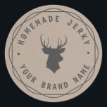 Anpassningsbar Hjort Head Stag Homemade Jerky-etik Runt Klistermärke<br><div class="desc">Vackra Kraft-etiketter inte bara för dina hemgjorda, underbara, rustiska märkre för helgdag ge, värdinna-gåvor, party favors etc. Anpassa den med din egen text! **Om du vill ändra texten användor du alternativet Anpassa. Om du vill ha mer omfattande textändringar, t.ex. ändringar av teckensnitt, teckensnitt färg eller storlek text och layout, väljer...</div>