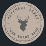 Anpassningsbar Hjort Head Stag Homemade Jerky-etik Runt Klistermärke<br><div class="desc">Vackra Kraft-etiketter inte bara för dina hemgjorda, underbara, rustiska märkre för helgdag ge, värdinna-gåvor, party favors etc. Anpassa den med din egen text! **Om du vill ändra texten användor du alternativet Anpassa. Om du vill ha mer omfattande textändringar, t.ex. ändringar av teckensnitt, teckensnitt färg eller storlek text och layout, väljer...</div>